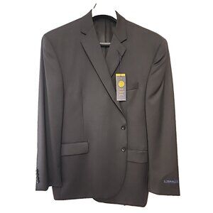 STAFFORD Executive 54 Long Big 100% wool mens blazer sport coat jacket black new